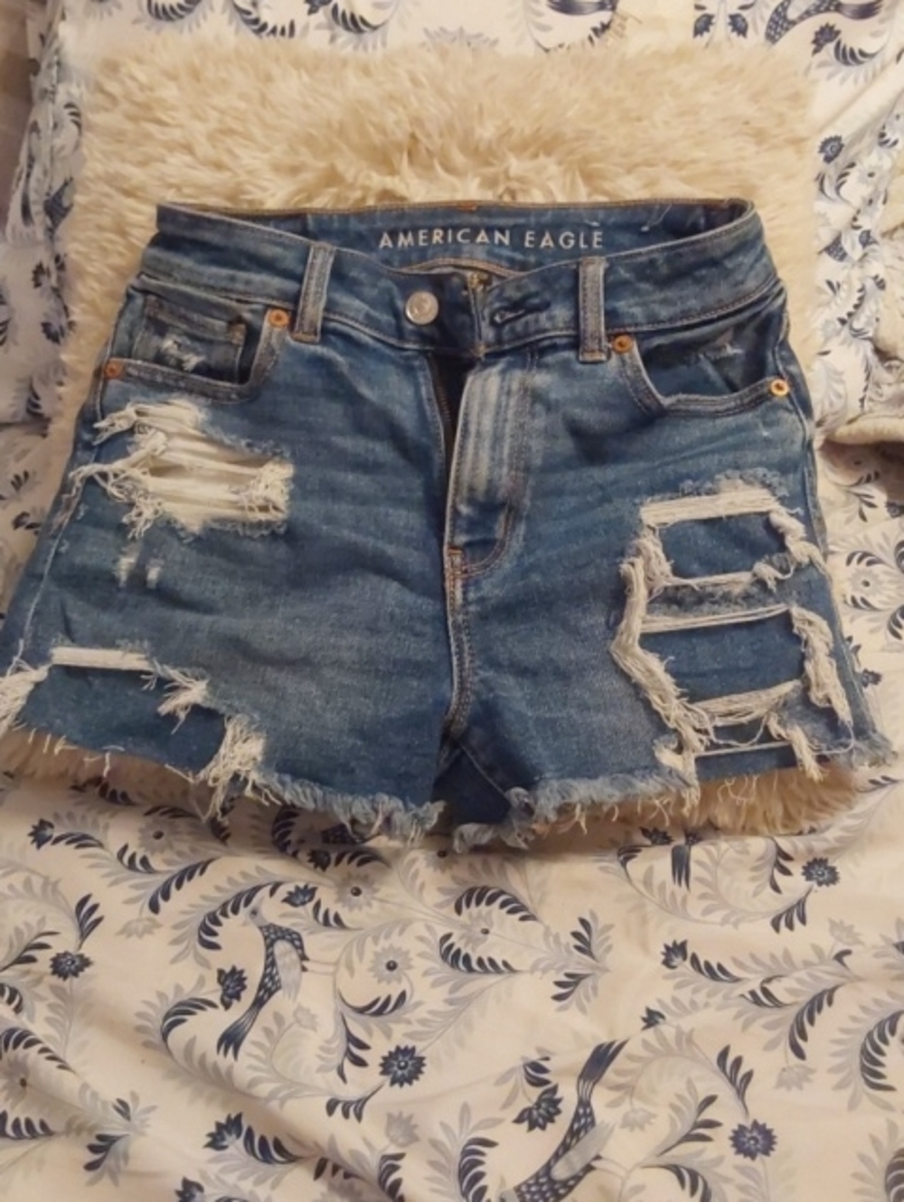 American Eagle Outfitters Distressed Blue Jean Shorts